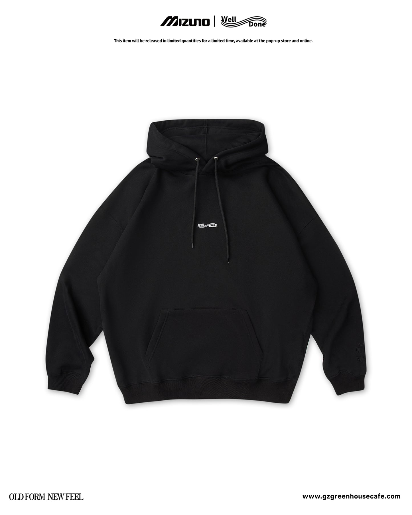 Mizuno Sportstyle and WELL DONE Present “OLD FORM, NEW FEEL” HOODIE-BLACK