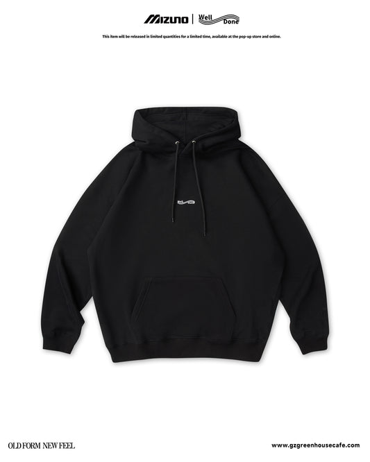 Mizuno Sportstyle and WELL DONE Present “OLD FORM, NEW FEEL” HOODIE-BLACK